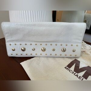 Michael Kors Studded Ivory Fold-over Clutch